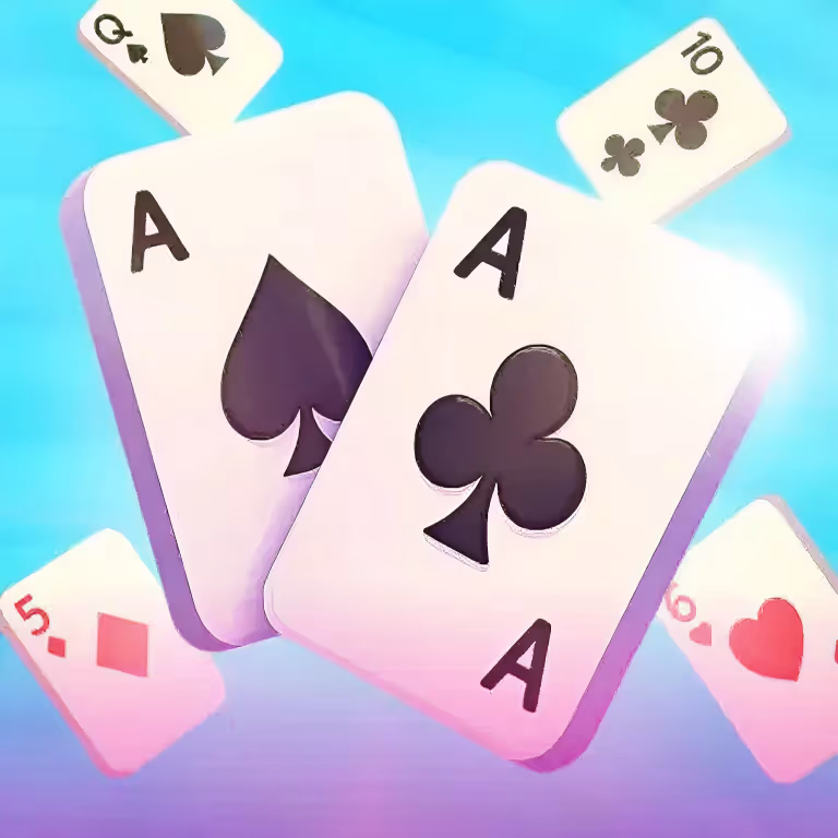 Pigmo Casino playing cards featuring double aces and bright blue background